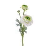 Ranúnculo artificial YAKIRA, blanco-verde, 40cm, Ø4-9cm