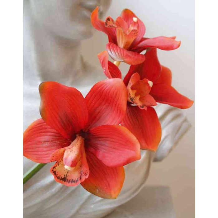 Tallo de Orquídea Cymbidium artificial SERAPHINA, naranja, 45cm