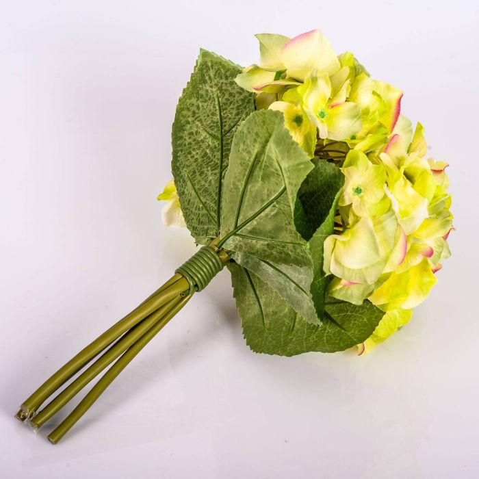 Ramo de hortensias artificiales KLARA, amarillo-verde, 30cm, Ø18cm