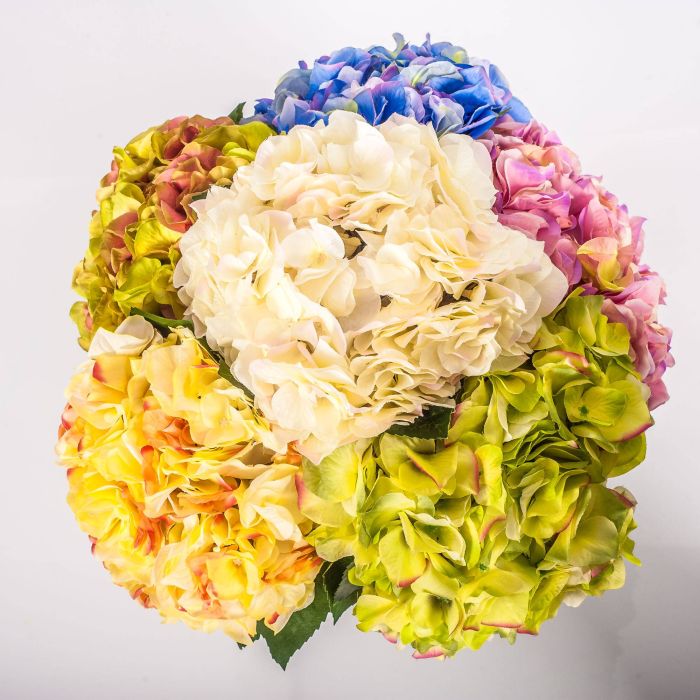 Ramo de hortensias artificiales KLARA, amarillo-verde, 30cm, Ø18cm