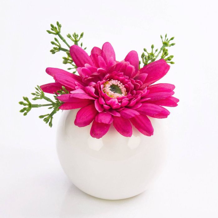 Gerbera IMINA en maceta de cerámica, fucsia, 12cm, Ø15cm - artplants Arreglos  Florales Artificiales