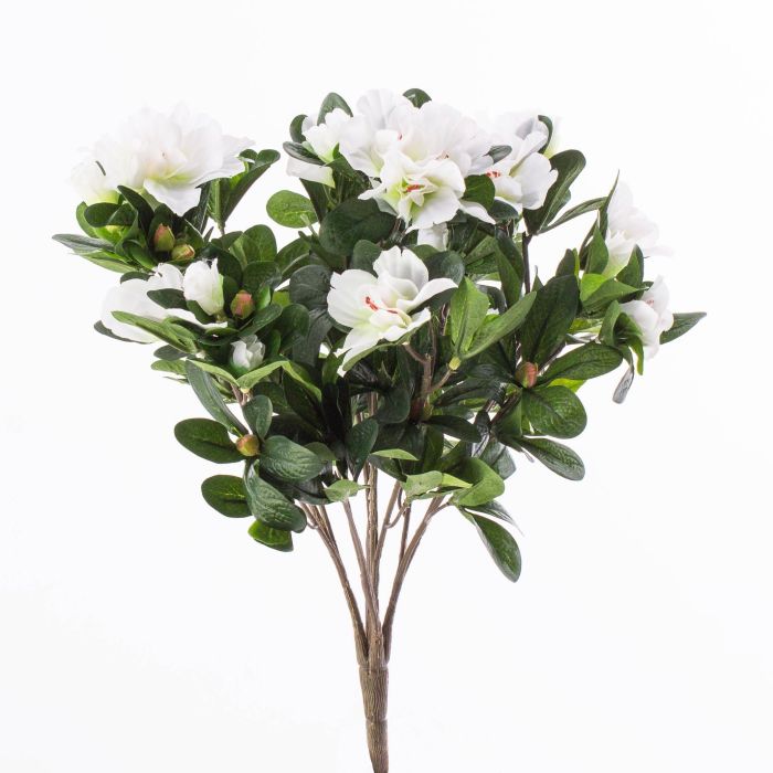 Azalea artificial MARIBEL con vara de fijación blanco, 35cm, Ø2-8cm -  Flores artificiales