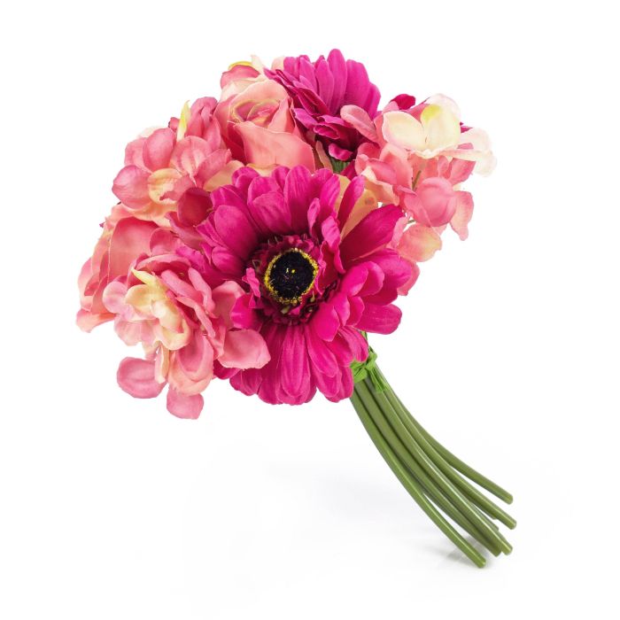 Ramo de gerbera artificial, rosa, hortensia, rosa-fucsia, 25cm, Ø 18cm -  artplants Ramos de Flores Artificiales