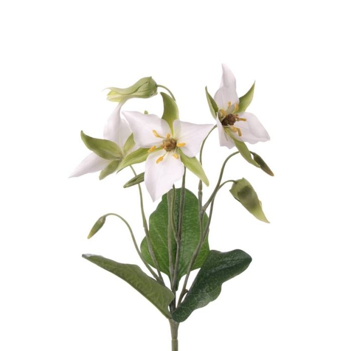 Rama de azucena artificial MADIE vara fijación , blanco-verde, 40cm,  Ø10-12cm - Flores artificiales