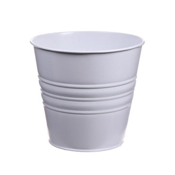 Jardinera redonda MICOLATO con ranuras, zinc, blanco, 16cm, Ø18,5cm