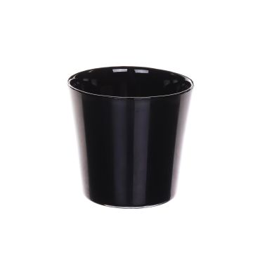 Jardinera ALENA, cristal, negro, 12,5cm, Ø13,3cm