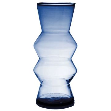 Florero ERCELINA de cristal, reciclado, transparente-azul, 27cm, Ø13cm