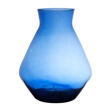 Jarrón RAMUNDA de cristal, reciclado, azul-transparente, 25cm, Ø19cm