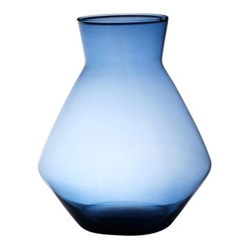 Jarrón RAMUNDA de cristal, reciclado, azul-transparente, 30cm, Ø25cm