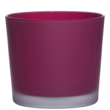 Macetero de cristal ALENA FROST, magenta mate, 12,5cm, Ø14,5cm