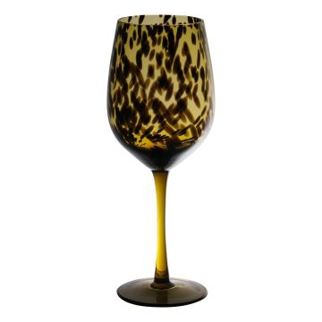 Vaso de vino blanco RUSSELL, diseño de leopardo, marrón-transparente, 22,5cm, Ø8cm