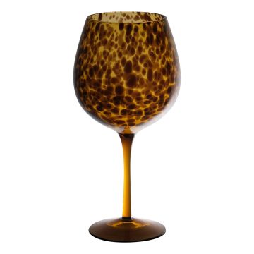 Vaso de vino tinto RUSSELL, diseño de leopardo, marrón-transparente, 23,5cm, Ø9,5cm