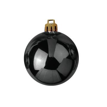 Bola de árbol de Navidad TEODORA, 6 unidades, negro brillante, Ø7cm