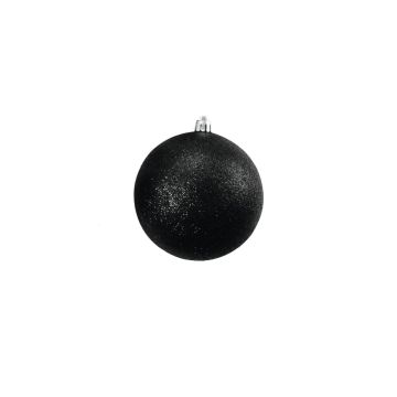 Bola de árbol de Navidad ABELIA, 4 bolas, purpurina, negro, Ø10cm