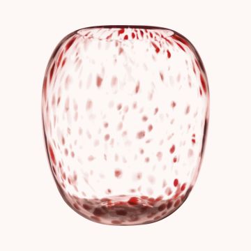 Florero de cristal abombado RUSSELL, diseño de leopardo, rojo-transparente, 26cm, Ø22,4cm