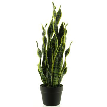 Sansevieria artificial ANQING en maceta decorativa, verde-amarillo, 70cm