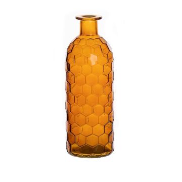 Jarrón de cristal ARANCHA, diseño nido de abeja, naranja-marrón-transparente, 20cm, Ø7cm