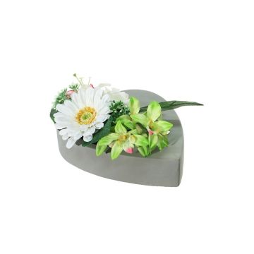 Arreglo de flores artificiales de Gerbera, orquídea, rosa, lirio ERENE, maceta decorativa, crema-verde-rosa, 12cm, Ø25cm