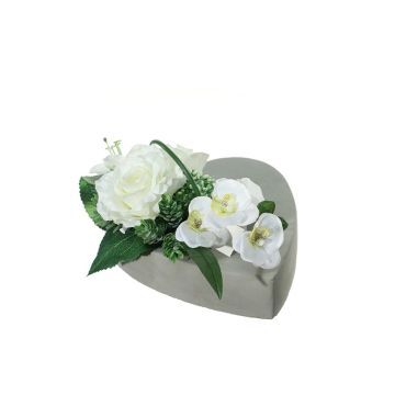 Composición de flores artificiales de Rosa, Orquídea, Lirio, Lúpulo JELVA, maceta decorativa, blanco, 13cm, Ø25cm