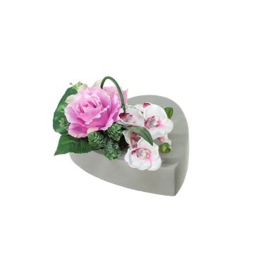 Composición de flores artificiales de Rosa, Orquídea, Lirio, Lúpulo JELVA, maceta decorativa, lila-rosa-blanco, 13cm, Ø25cm