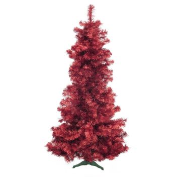 Árbol de Navidad artificial CHRISTOBAL, rojo-metálico, 210cm, Ø80cm