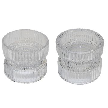 Portavelas de cristal reversible ARTORIUS para velas de té grandes, velas de pilar, transparente, 7,3cm, Ø8,9cm