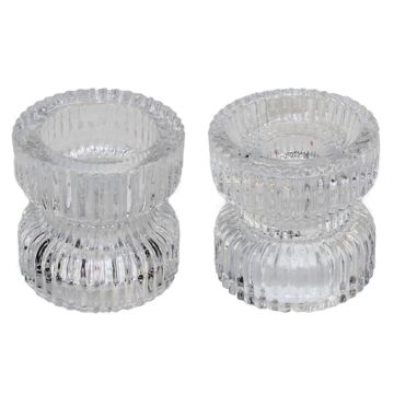 Portavelas de cristal reversible ARTORIUS para velas de té, velas de pilar, transparente, 6cm, Ø6,4cm