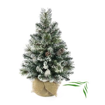 Árbol Navidad sintético RIGA, piñas, saco yute, blanco, 60cm, Ø40cm