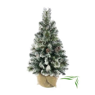 Árbol Navidad sintético RIGA, piñas, saco yute, blanco, 90cm, Ø50cm