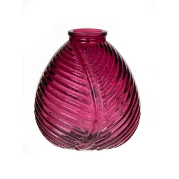 Botella de cristal NELLOMIO con estructura de hoja, rosa-transparente, 13cm, Ø12cm