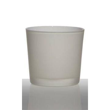 Maceta de cristal ALENA FROST, blanco mate, 11cm, Ø11,5cm