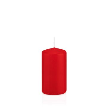 Vela de farol MAEVA, cilíndrica, rojo, 12cm, Ø6cm, 40h - Made in Germany