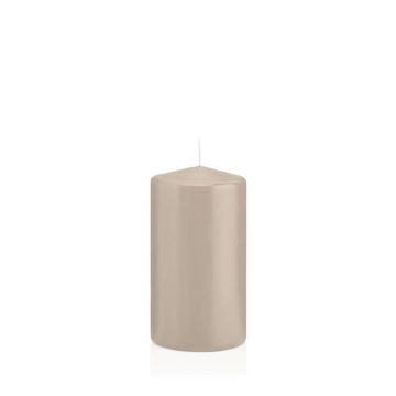 Vela de farol MAEVA, cilíndrica, beige, 13cm, Ø7cm, 52h - Made in Germany