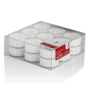 Pack de 18 velas de té KENNY, blancas, 1,8cm, Ø3,8cm, 4h