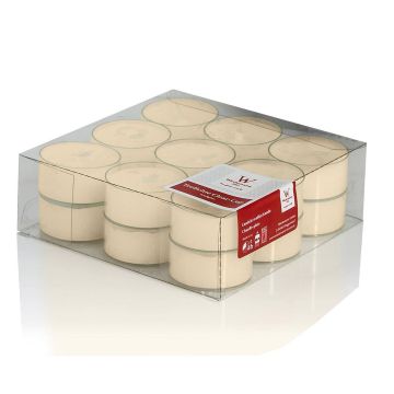 Pack de 18 velas de té KENNY, crema, 1,8cm, Ø3,8cm, 4h