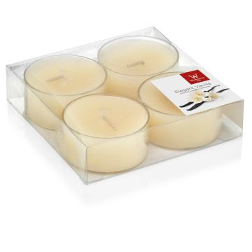 Velas de té ASTRID con olor a vainilla, 4 piezas, crema, 1,9cm, Ø5,7cm, 8h