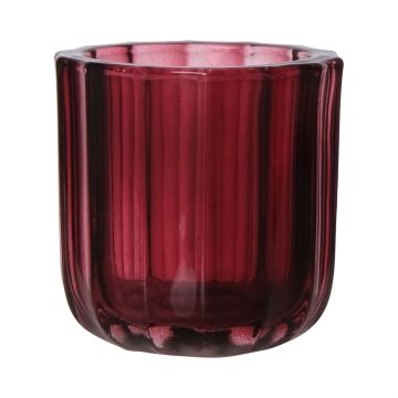 Portavelas grande KENSIE, ranuras anchas, rojo-marrón-transparente, 9,4cm, Ø9cm