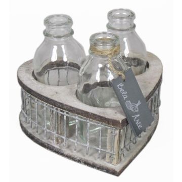 Frascos de cristal LEATRICE OCEAN en caja de madera, 3 vasos, transparente, 11cm, Ø15cm