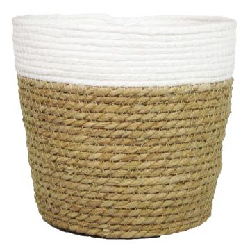 Cesta de almacenamiento DOMINGA, blanco-beige, 13cm, Ø16cm