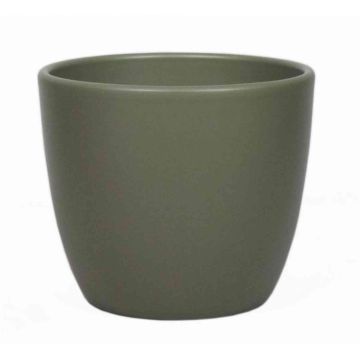 Macetero de cerámica TEHERAN BASAR, verde oliva mate, 17cm, Ø19,5cm