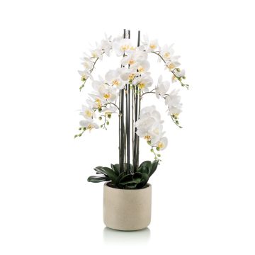 Orquídea phalaenopsis artificial CECILE, maceta de cerámica, blanco, 100cm