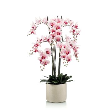 Orquídea phalaenopsis artificial CECILE, maceta de cerámica, rosa, 100cm