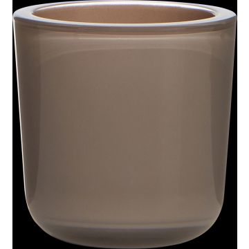 Soporte de cristal para vela de té NICK, marrón natural, 7,5cm, Ø7,5cm