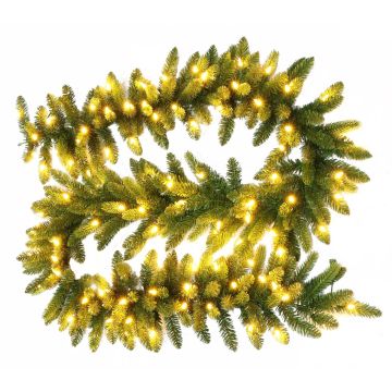 Guirnalda de abeto artificial AMARILLO, verde, LEDs, 275cm, Ø30cm