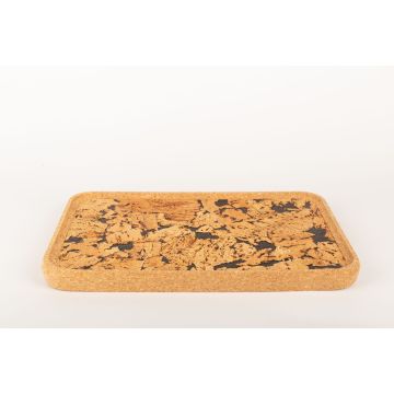 Bandeja decorativa rectangular FUENTES de corcho prensado, natural-negro, 43x28x3cm