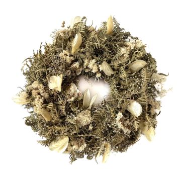 Corona de flores secas MACARENA en corona de paja, Lunaria, crema-natural, Ø25cm