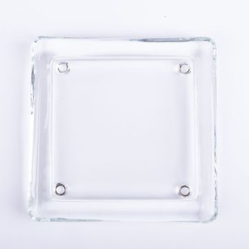 Plato para velas cuadrado de cristal VINCENTIA, transparente, 13,6x13,6cm